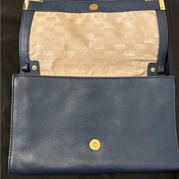 Michael Kors Navy Clutch with Gold Accents - Picture 3 of 5